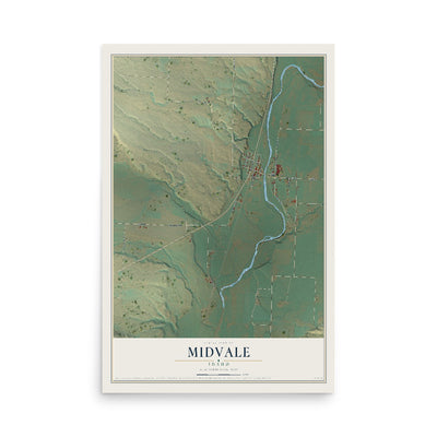 Map of Midvale, Idaho, 12 x 18 inch unframed archival matte print
