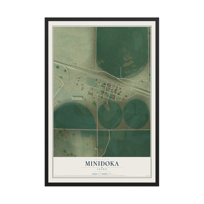 Map of Minidoka, Idaho, 12 x 18 inch print in a black wood frame
