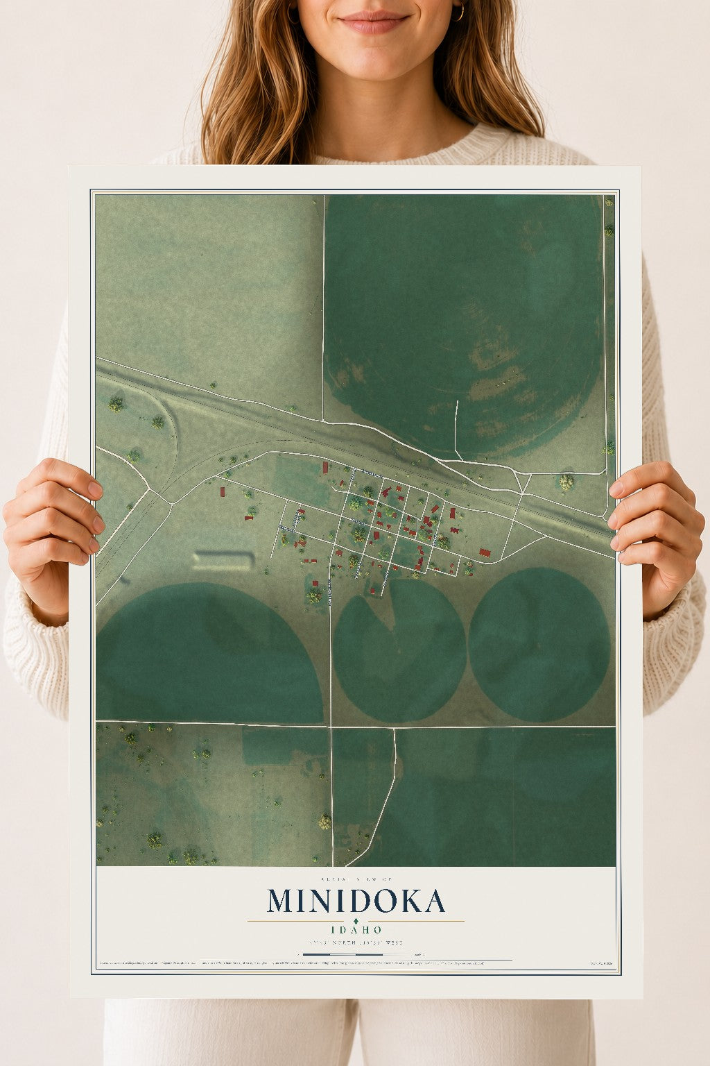 Map of Minidoka, Idaho, 18 x 24 inch unframed archival matte print