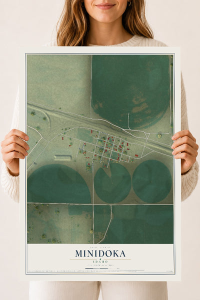 Map of Minidoka, Idaho, 18 x 24 inch unframed archival matte print