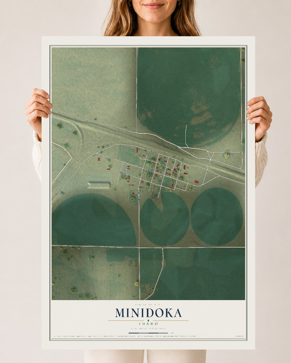 Map of Minidoka, Idaho, 24 x 36 inch unframed archival matte print