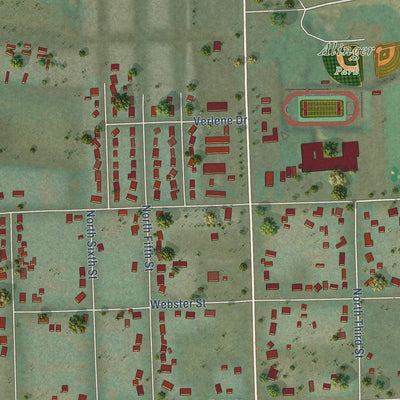 Second close-up of the map of Montpelier, Idaho print showing more streets and buildings