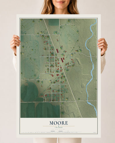 Map of Moore, Idaho, 24 x 36 inch unframed archival matte print