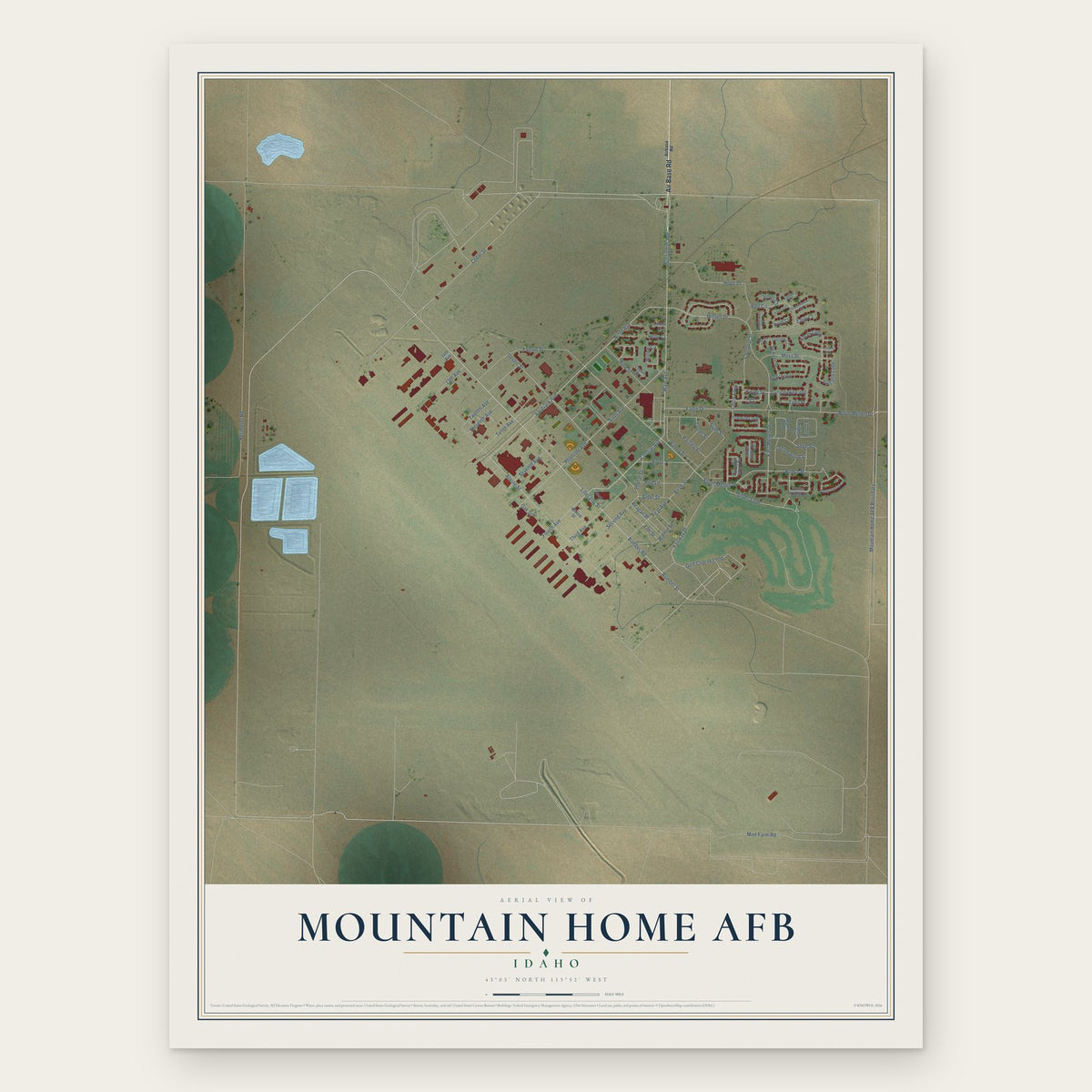 Mountain Home AFB, Idaho map print, the full design