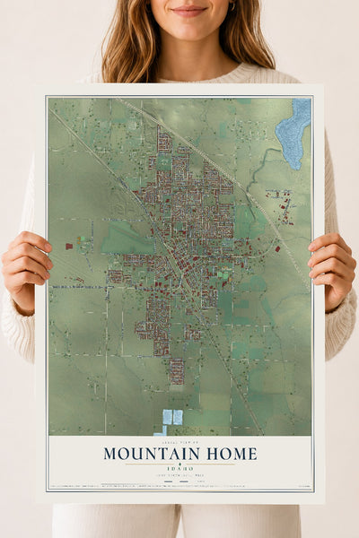 Map of Mountain Home, Idaho, 18 x 24 inch unframed archival matte print