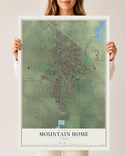 Map of Mountain Home, Idaho, 24 x 36 inch unframed archival matte print