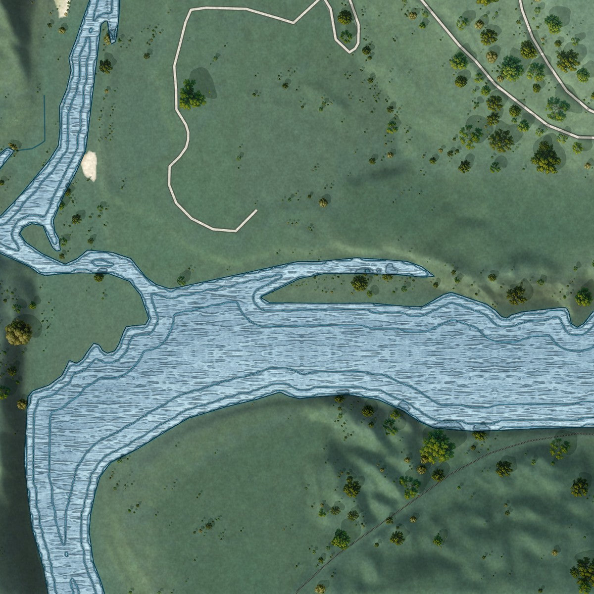 Second close-up of the map of Moyie Springs, Idaho print showing more streets and buildings