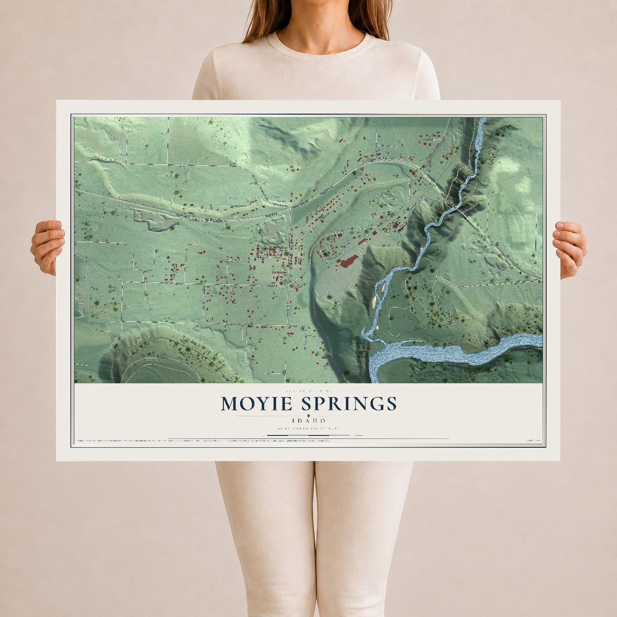 Map of Moyie Springs, Idaho, 24 x 36 inch unframed archival matte print