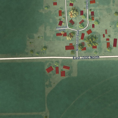 Second close-up of the map of Mud Lake, Idaho print showing more streets and buildings