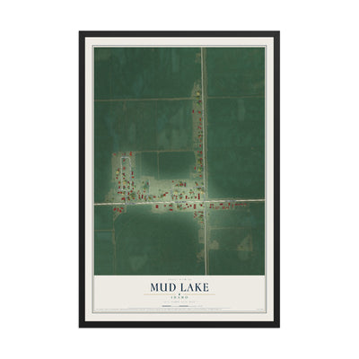 Map of Mud Lake, Idaho, 12 x 18 inch print in a black wood frame