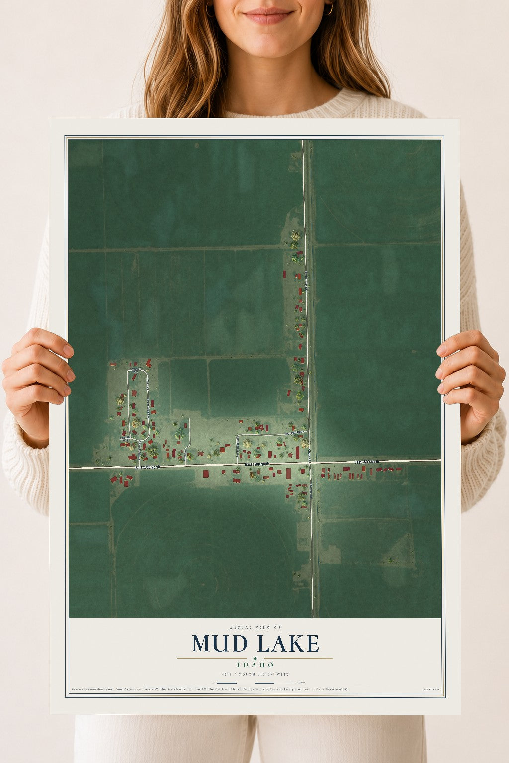Map of Mud Lake, Idaho, 18 x 24 inch unframed archival matte print