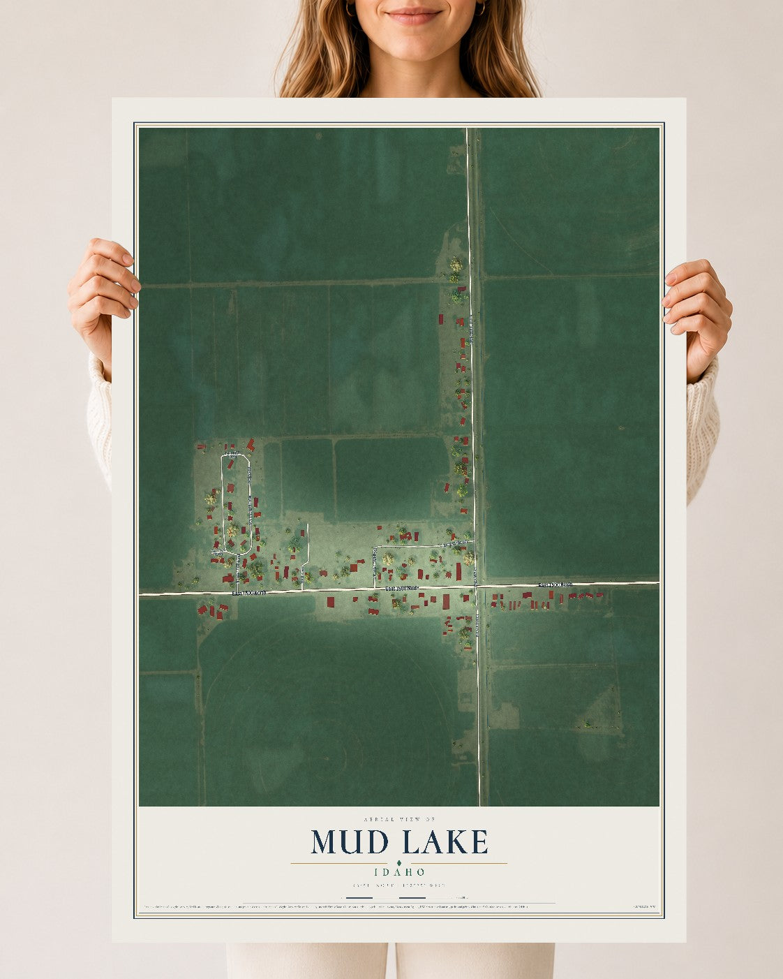 Map of Mud Lake, Idaho, 24 x 36 inch unframed archival matte print