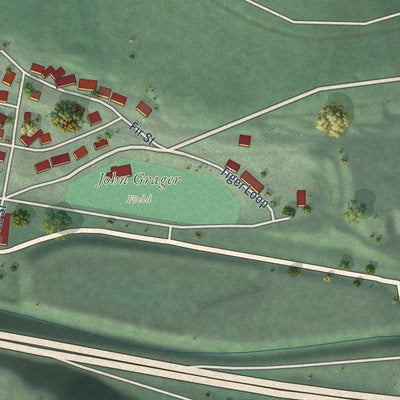 Second close-up of the map of Mullan, Idaho print showing more streets and buildings