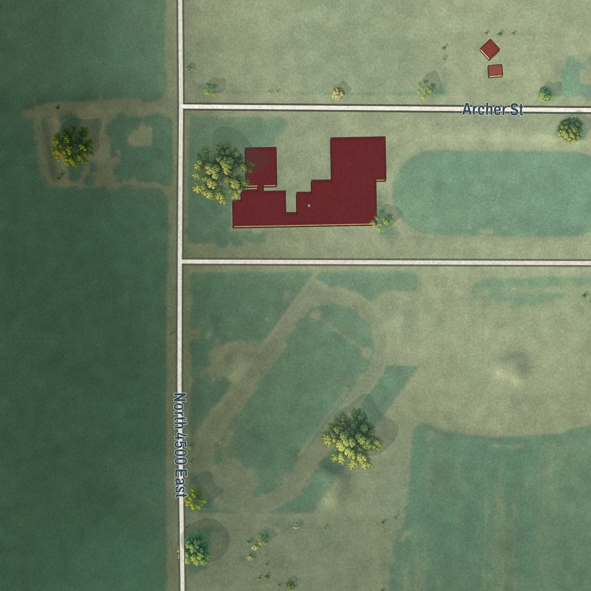 Second close-up of the map of Murtaugh, Idaho print showing more streets and buildings