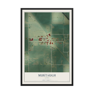 Map of Murtaugh, Idaho, 12 x 18 inch print in a black wood frame