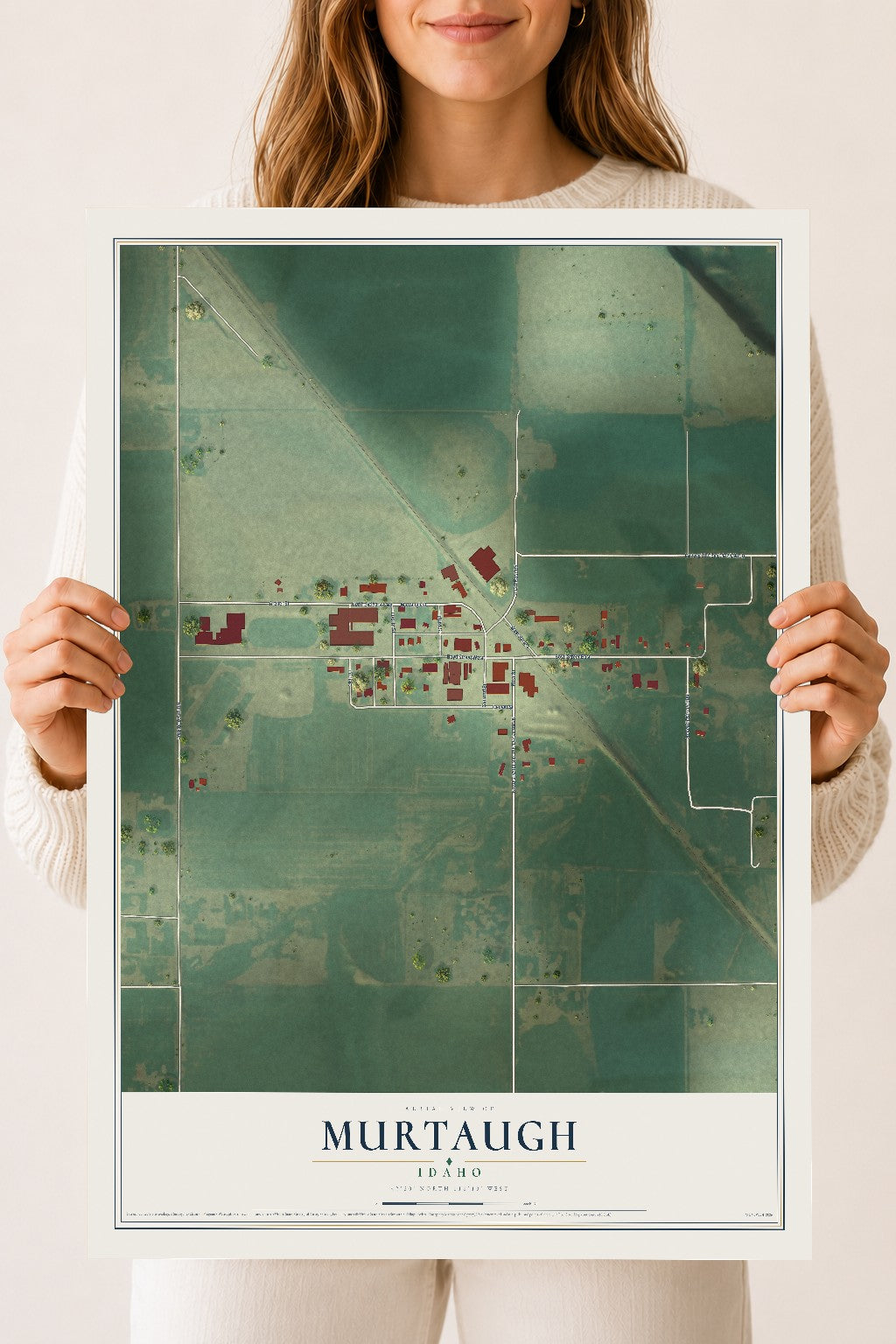 Map of Murtaugh, Idaho, 18 x 24 inch unframed archival matte print