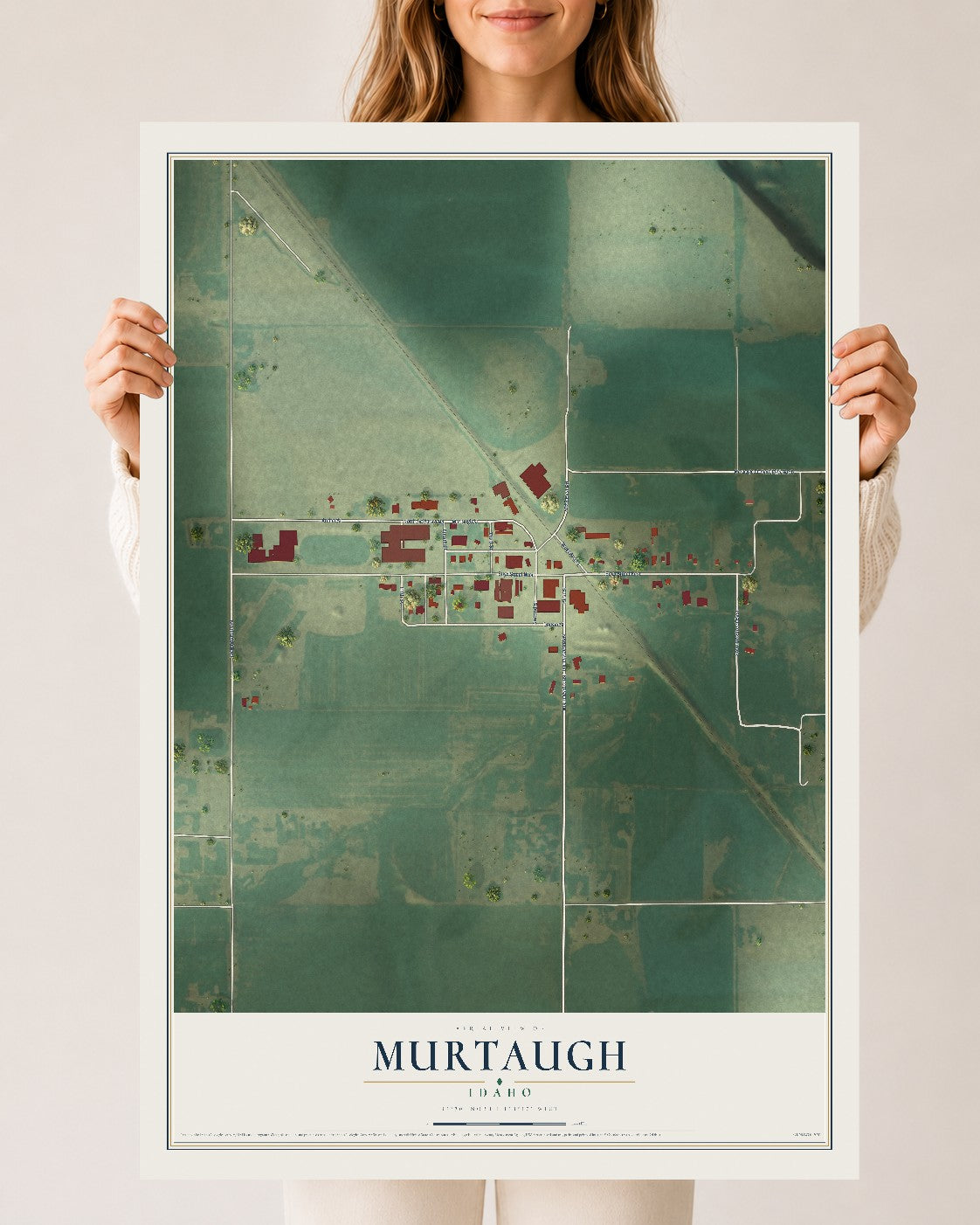 Map of Murtaugh, Idaho, 24 x 36 inch unframed archival matte print