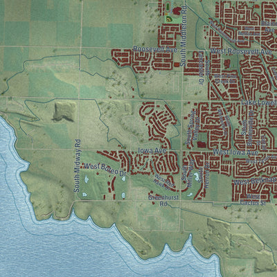Second close-up of the map of Nampa, Idaho print showing more streets and buildings