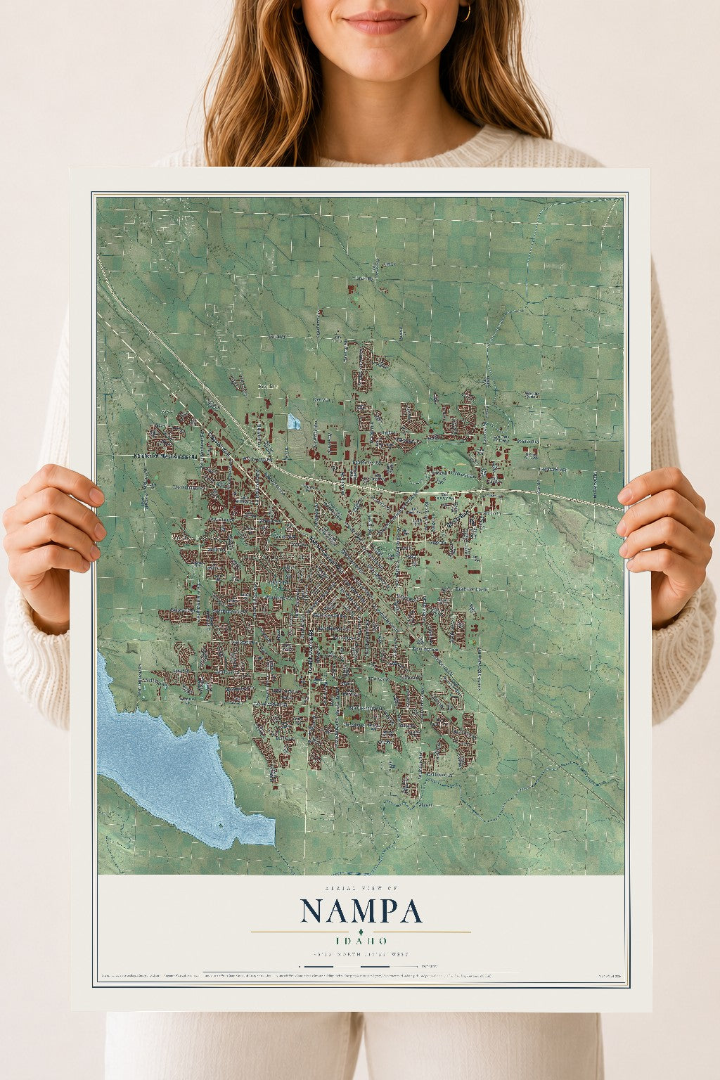 Map of Nampa, Idaho, 18 x 24 inch unframed archival matte print