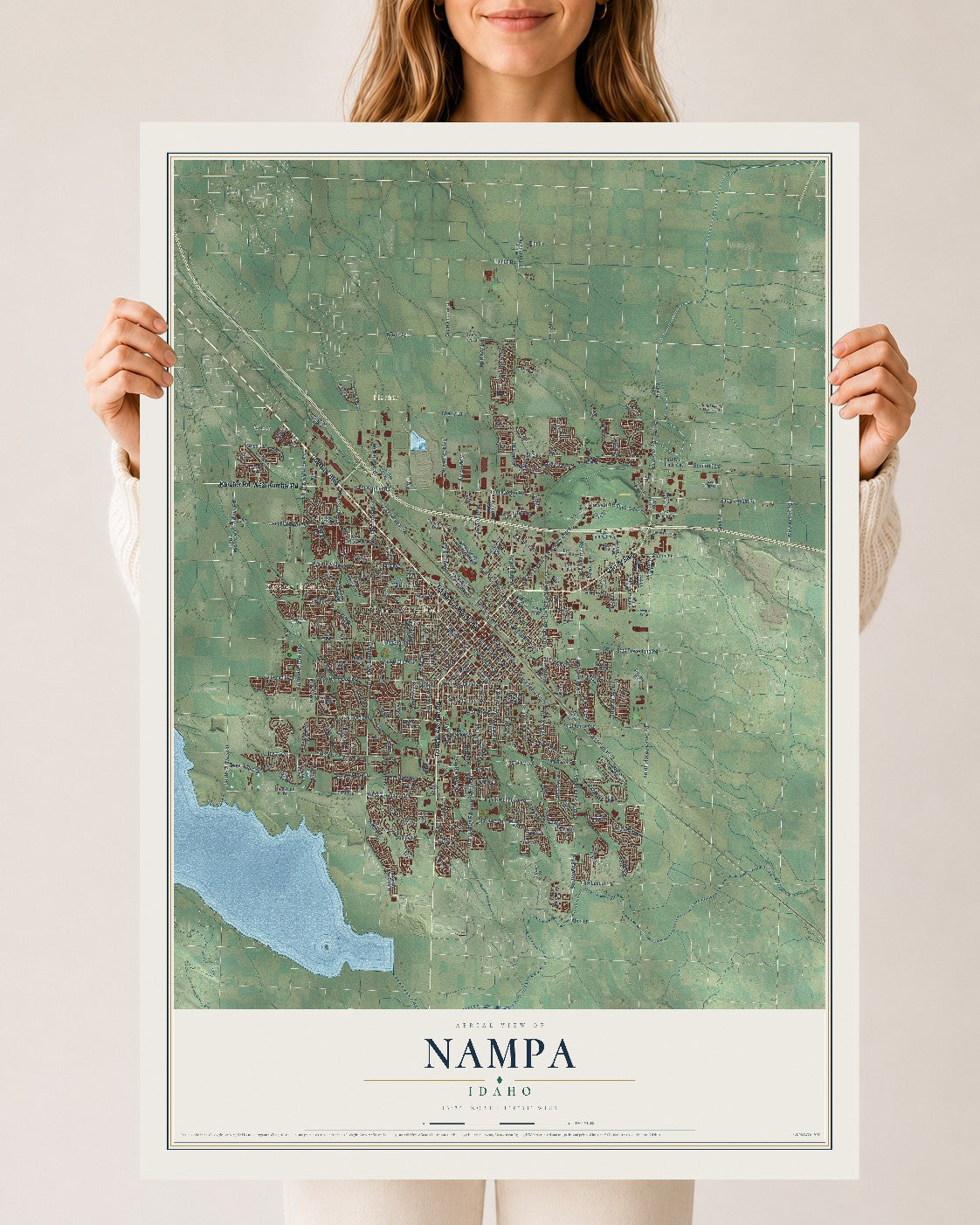 Map of Nampa, Idaho, 24 x 36 inch unframed archival matte print