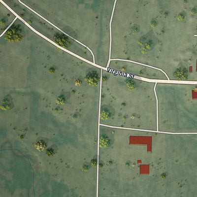 Second close-up of the map of New Meadows, Idaho print showing more streets and buildings