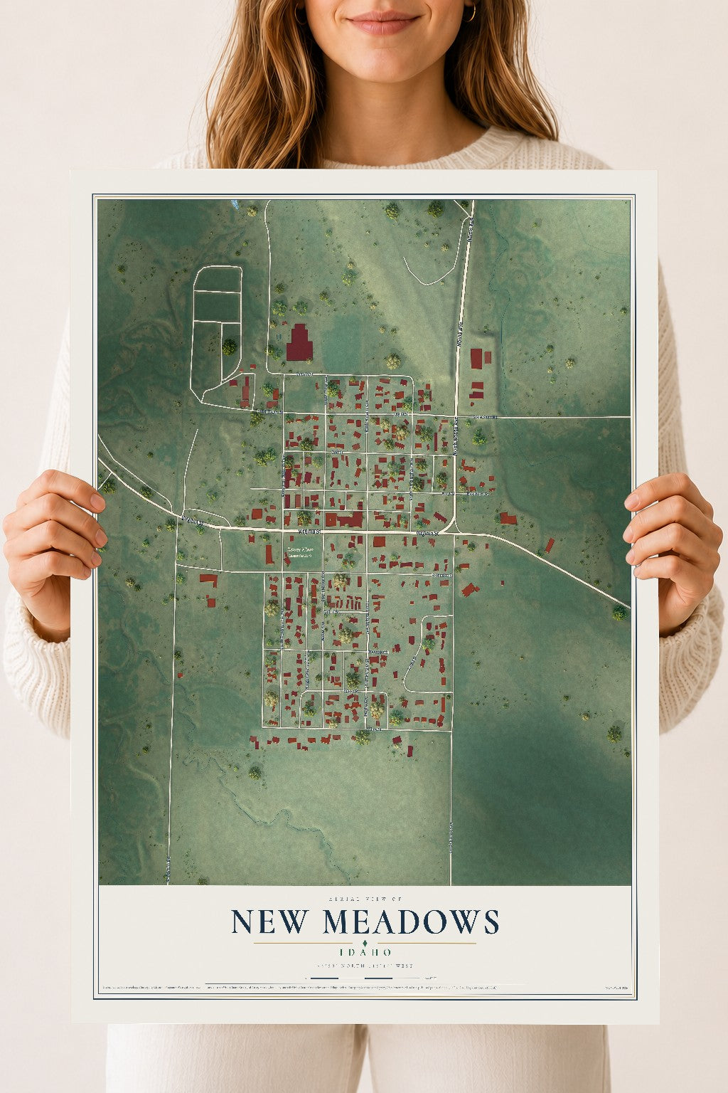 Map of New Meadows, Idaho, 18 x 24 inch unframed archival matte print