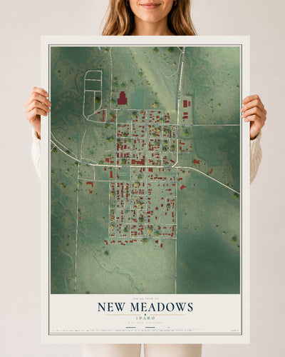 Map of New Meadows, Idaho, 24 x 36 inch unframed archival matte print