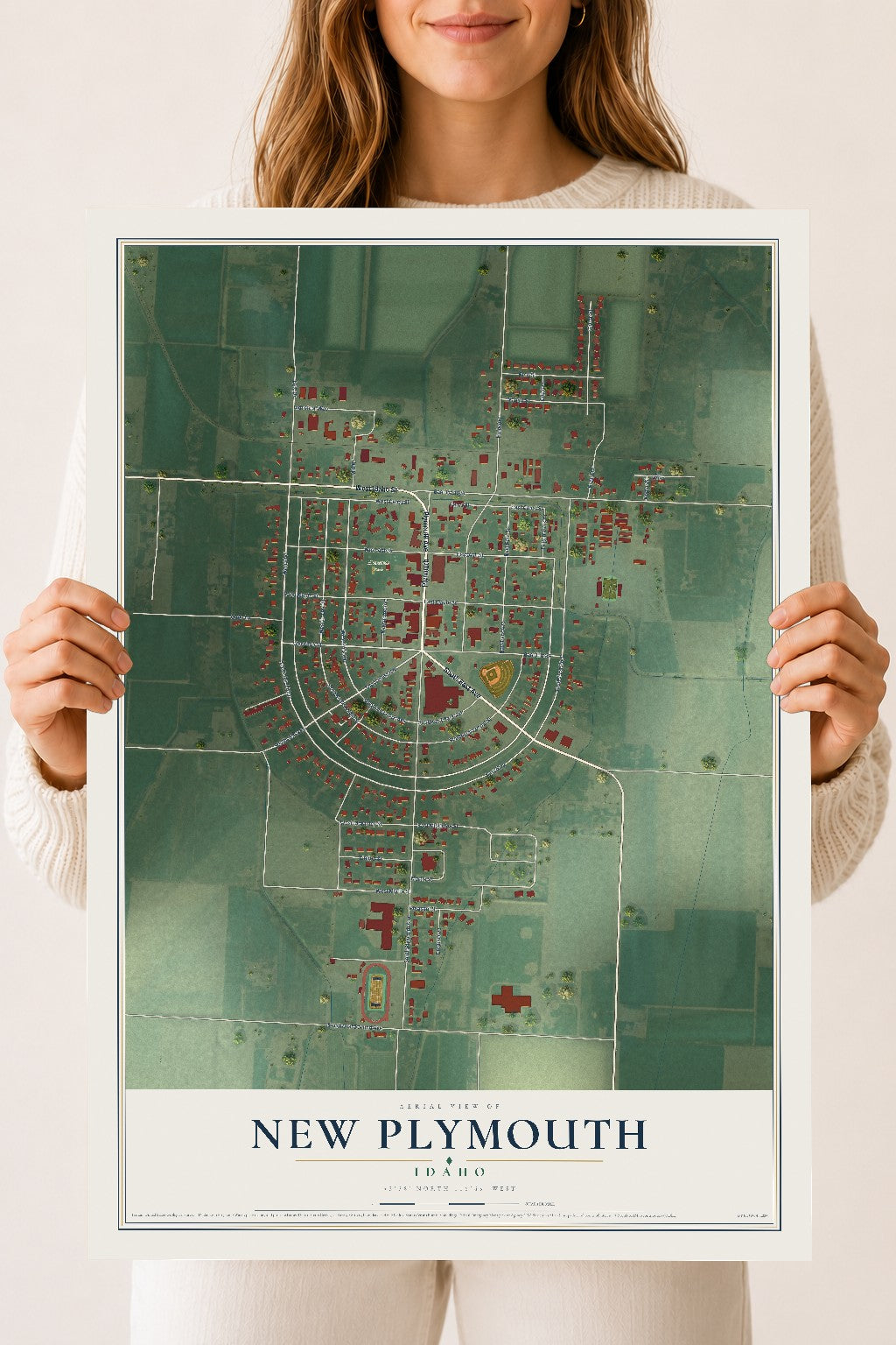 Map of New Plymouth, Idaho, 18 x 24 inch unframed archival matte print