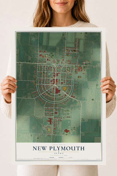 Map of New Plymouth, Idaho, 18 x 24 inch unframed archival matte print