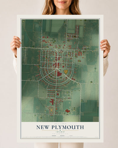 Map of New Plymouth, Idaho, 24 x 36 inch unframed archival matte print