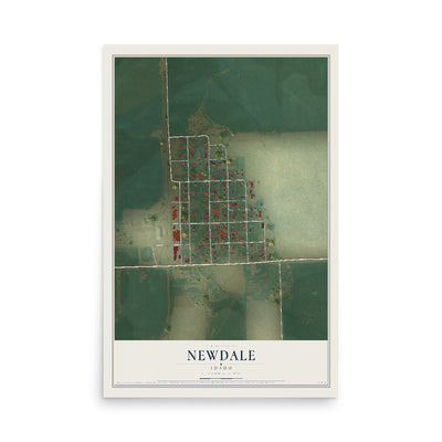 Map of Newdale, Idaho, 12 x 18 inch unframed archival matte print
