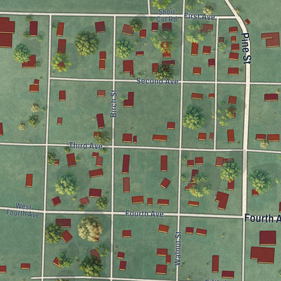 Close-up of the map of Nezperce, Idaho print showing street and building detail