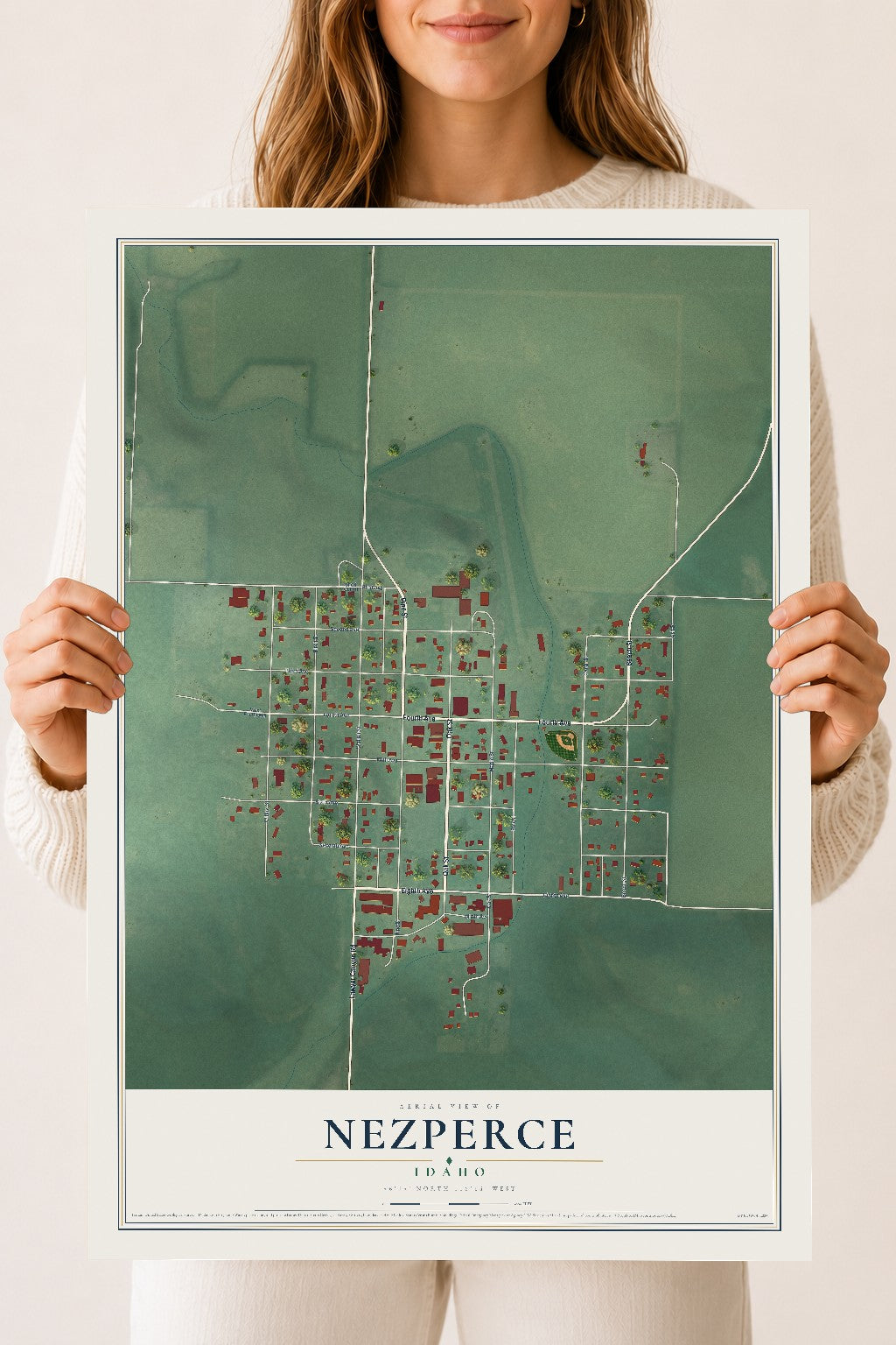 Map of Nezperce, Idaho, 18 x 24 inch unframed archival matte print