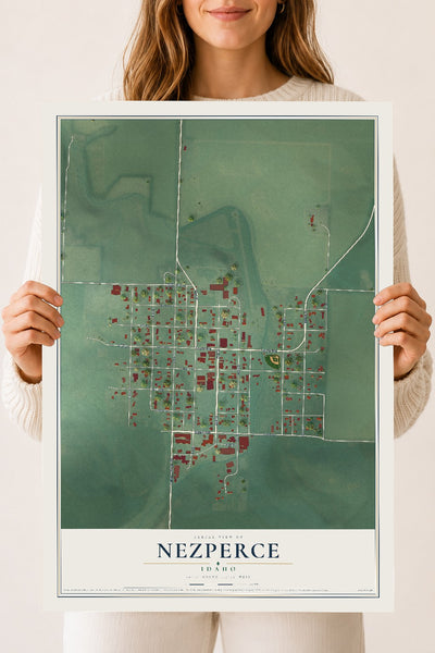 Map of Nezperce, Idaho, 18 x 24 inch unframed archival matte print