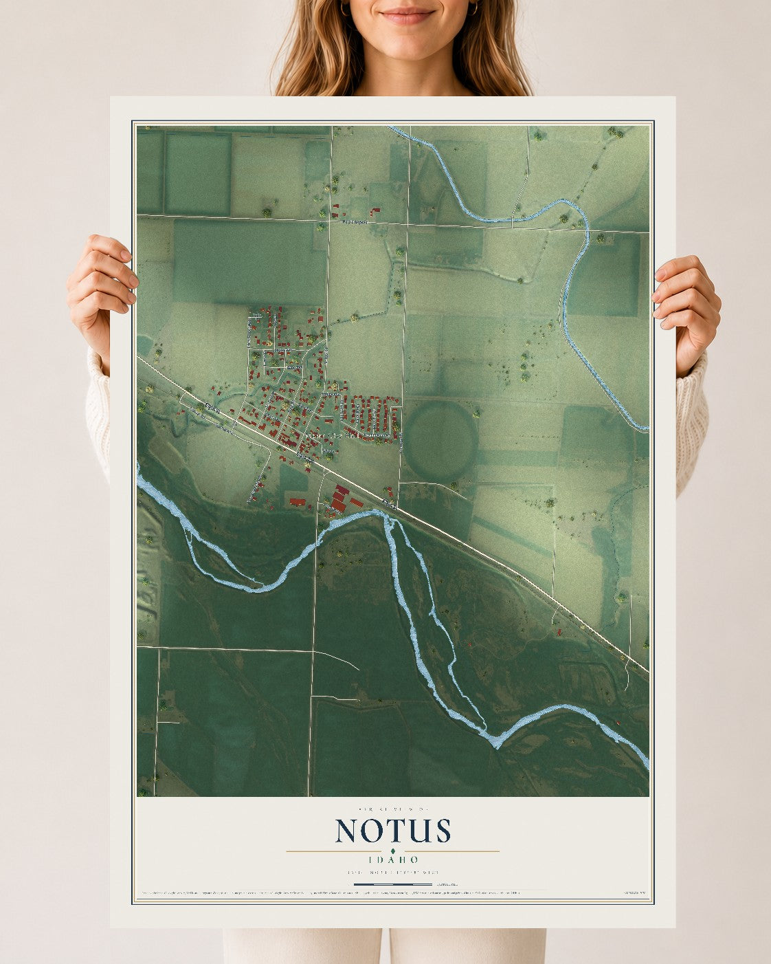Map of Notus, Idaho, 24 x 36 inch unframed archival matte print