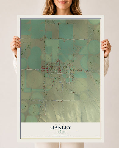 Map of Oakley, Idaho, 24 x 36 inch unframed archival matte print