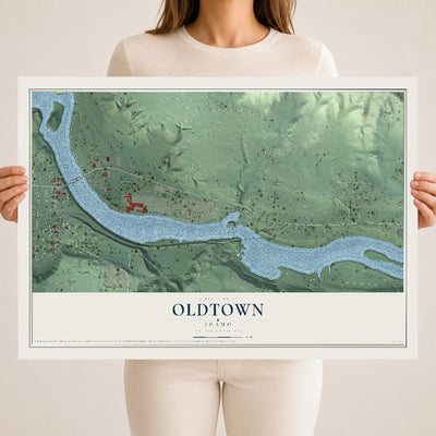 Map of Oldtown, Idaho, 18 x 24 inch unframed archival matte print