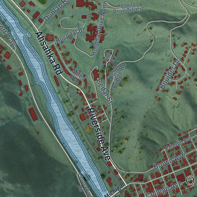 Second close-up of the map of Orofino, Idaho print showing more streets and buildings