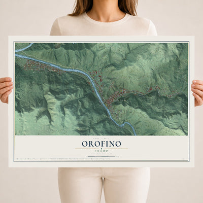 Map of Orofino, Idaho, 18 x 24 inch unframed archival matte print