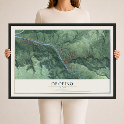 Map of Orofino, Idaho, 24 x 36 inch print in a black wood frame