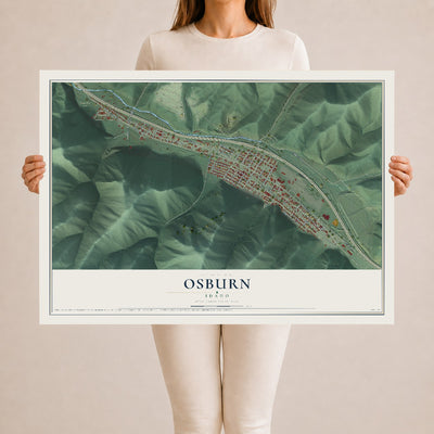 Map of Osburn, Idaho, 24 x 36 inch unframed archival matte print