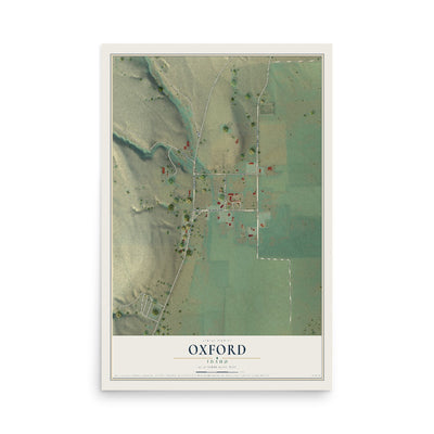 Map of Oxford, Idaho, 12 x 18 inch unframed archival matte print