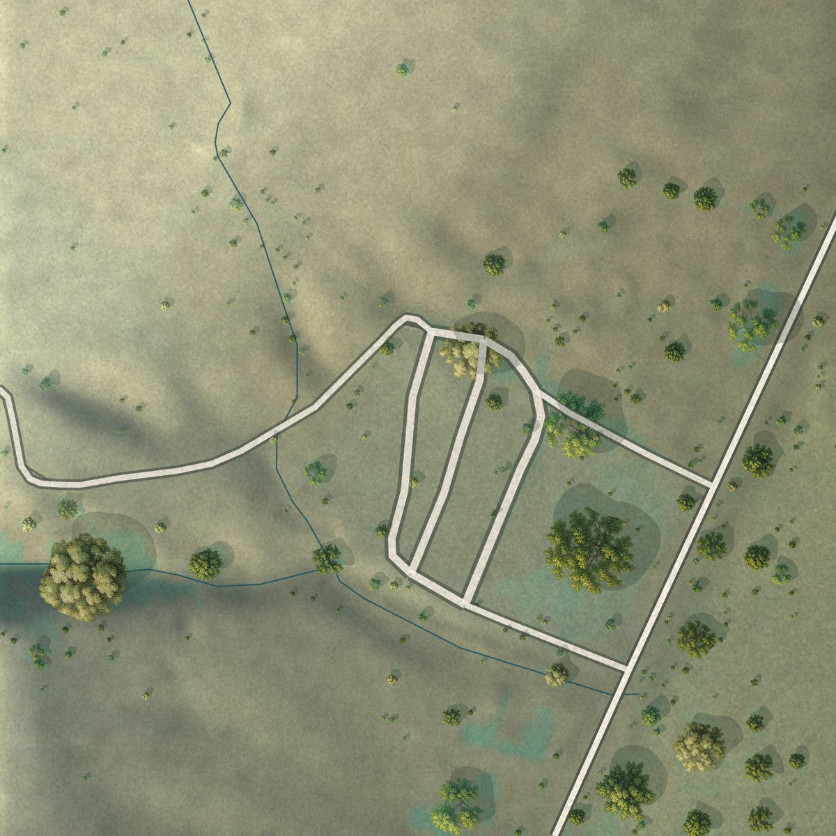 Second close-up of the map of Oxford, Idaho print showing more streets and buildings