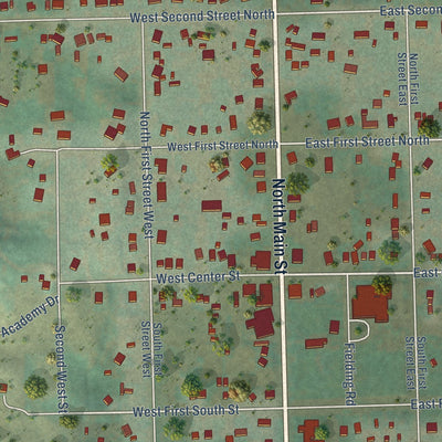 Close-up of the map of Paris, Idaho print showing street and building detail