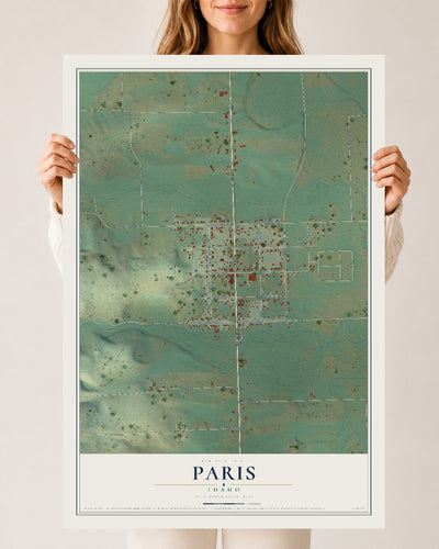 Map of Paris, Idaho, 24 x 36 inch unframed archival matte print