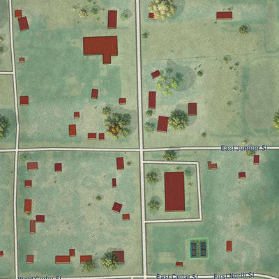 Close-up of the map of Parker, Idaho print showing street and building detail