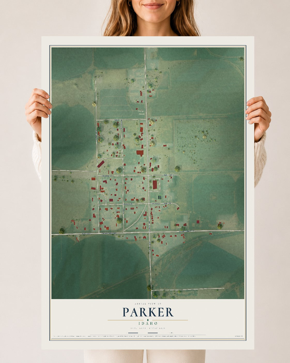 Map of Parker, Idaho, 24 x 36 inch unframed archival matte print