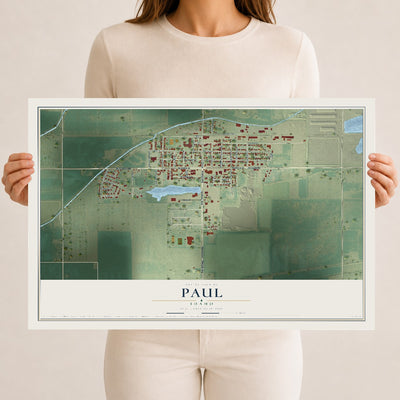 Map of Paul, Idaho, 12 x 18 inch unframed archival matte print