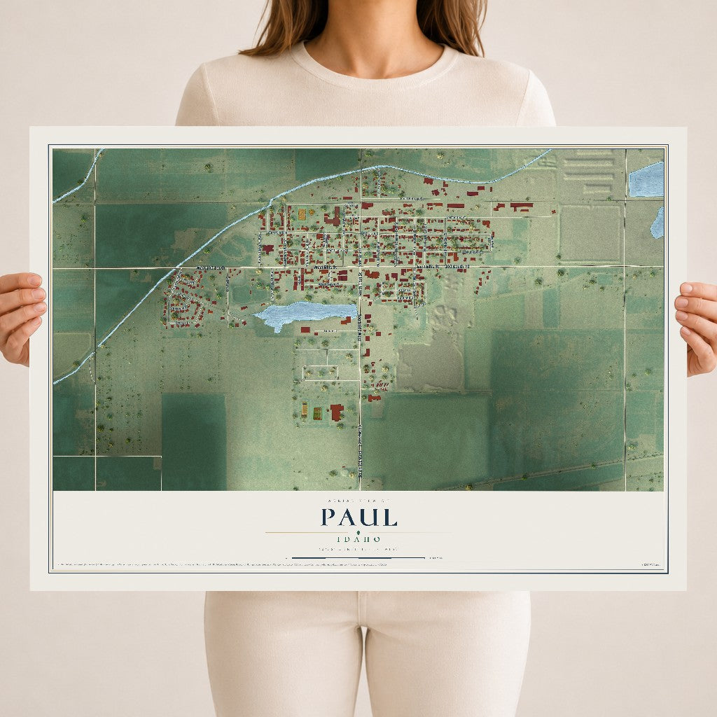 Map of Paul, Idaho, 18 x 24 inch unframed archival matte print