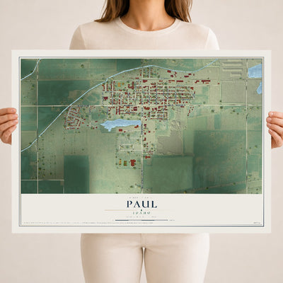 Map of Paul, Idaho, 18 x 24 inch unframed archival matte print
